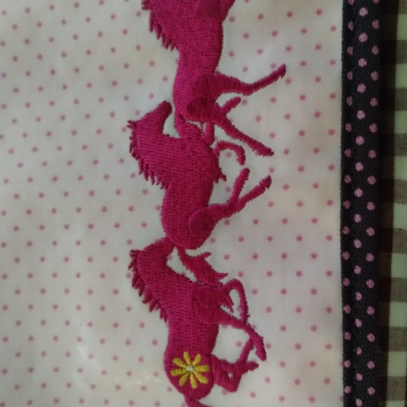 Die Spiegelburg VTG Pink Embroidered Horse Shoe Floral Polka Dot Crossbody Bag - Picture 4 of 10